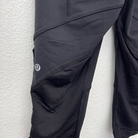 Lululemon black cropped‎ gathered leggings womens solid  Size: 6 - Picture 8 of 8